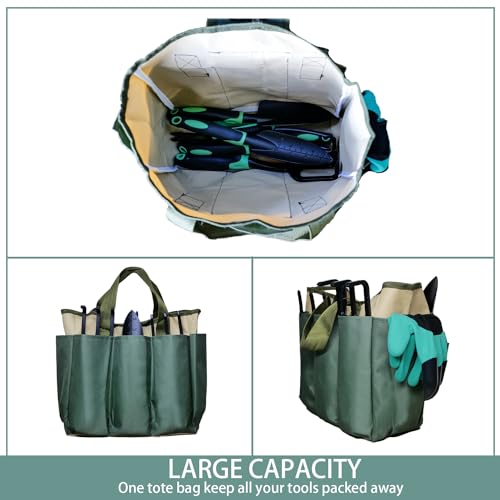 TERESRY Garden Tools Bag for Gardening Tools, Gardening Hand Tools Bag with 8 Deep Pockets and Velcro, Gardening Storage Bag for for Women and Men, Practical Garden Tool Organizer