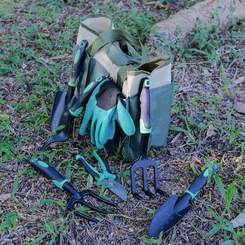 TERESRY Garden Tools Bag for Gardening Tools, Gardening Hand Tools Bag with 8 Deep Pockets and Velcro, Gardening Storage Bag for for Women and Men, Practical Garden Tool Organizer