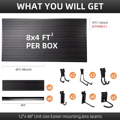 4x8 ft Slatwall Panels Set with Garage Organizer