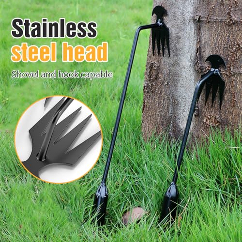 Fiopet Weed Puller Tool Garden Weed Pulling Tool, 2024 New Weeding Artifact Uprooting Weeding Tool 4 Teeth Manganese Steel Hand Weeder Tool, Weed Remover Tool Dual Purpose Weeders Tool for Garden
