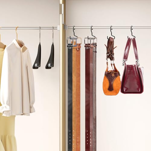 12 Pack Purse Hangers,Purse Organizer for Closet, Backpack Hanger Hooks for Closet,Vinyl Coated Anti-Slip Metal Bag Hanger for Hanging Purses,Jeans, Ties, Handbags, Belts, Scarves,Hats