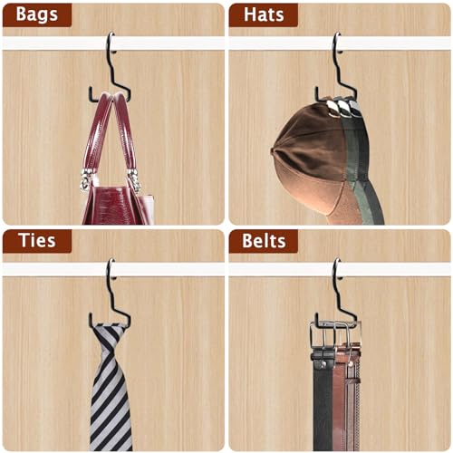 12 Pack Purse Hangers,Purse Organizer for Closet, Backpack Hanger Hooks for Closet,Vinyl Coated Anti-Slip Metal Bag Hanger for Hanging Purses,Jeans, Ties, Handbags, Belts, Scarves,Hats