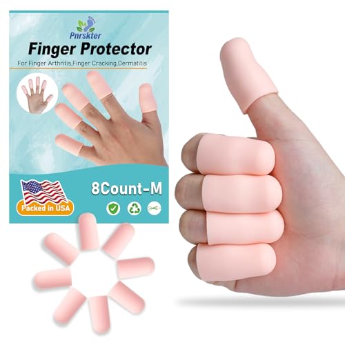 Pnrskter Finger Cots Finger Covers - New Material Finger Sleeves, Support Finger Protectors(8pcs) Great for Finger Arthritis, Finger Cracking, Hand Eczema and Other Finger Pain Relief(Nude, Medium)