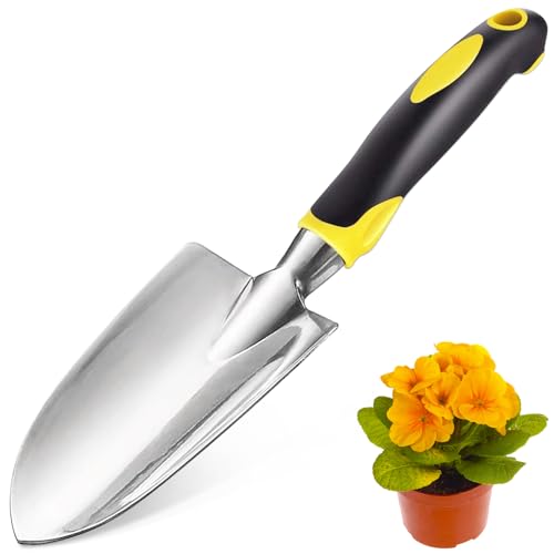 Garden Shovel, Trowel Garden Tool, Stainless Steel Heavy Duty Trowel, Soft Rubberized Non-Slip Ergonomic Handle, Hand Shovels for Digging, Planting, Transplanting, Weeding- Gardening Gift