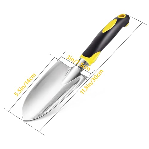 Garden Shovel, Trowel Garden Tool, Stainless Steel Heavy Duty Trowel, Soft Rubberized Non-Slip Ergonomic Handle, Hand Shovels for Digging, Planting, Transplanting, Weeding- Gardening Gift