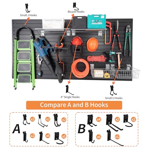4x8 ft Slatwall Panels Set with Garage Organizer