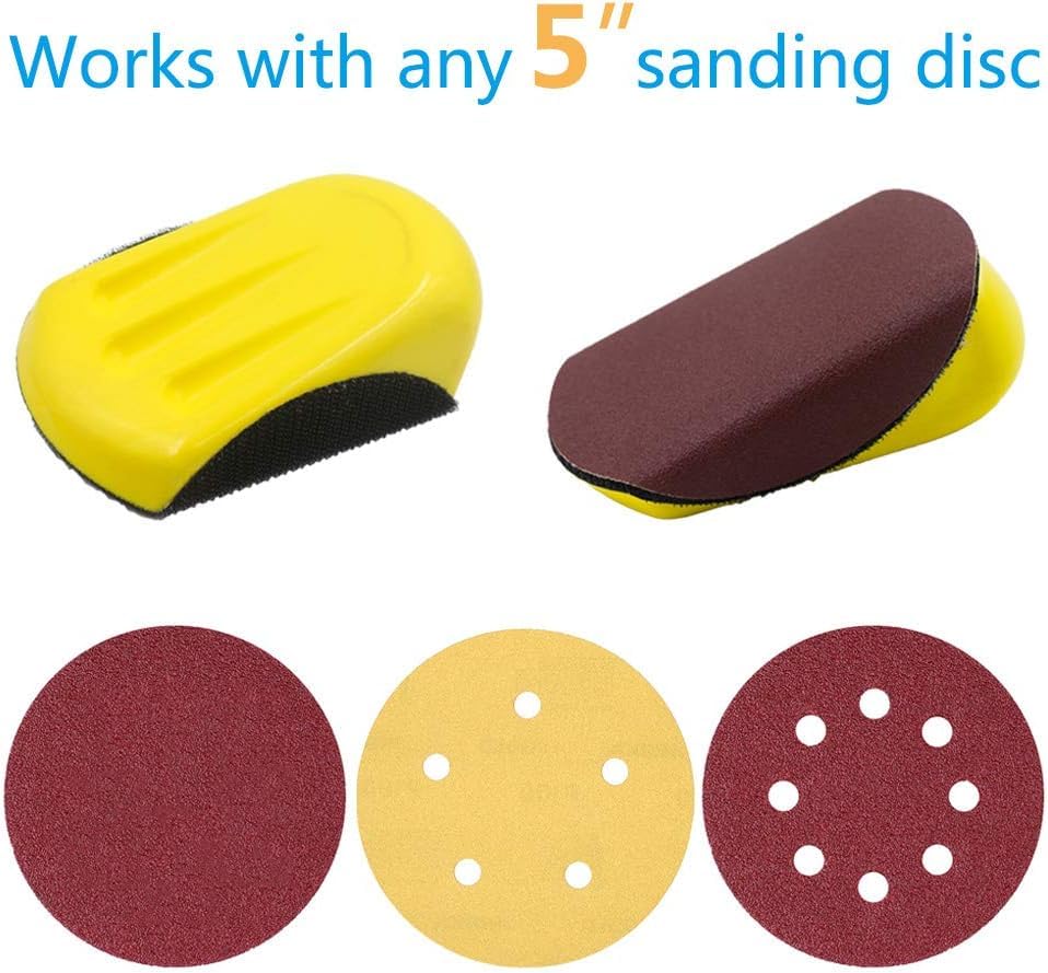 2 Pack Sanding Blocks 5 Inch Hook and Loop Hand Sanding Mouse Sand Pad Hook Backing Plate for Wood Furniture Restoration Home Arts and Crafts