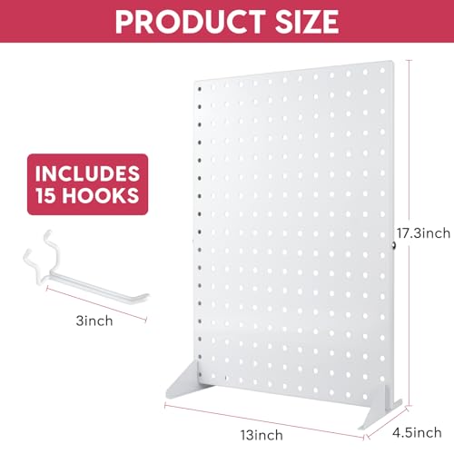 Metal Pegboard Display Stand with 15 Peg Hooks