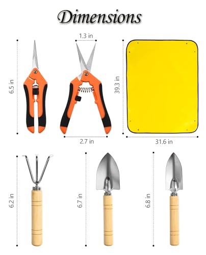 Josteve Plant Repotting Mat, 5Pcs Succulent Tools Mini Garden Small Gardening Tools Indoor, Pruning Shear Gardening Scissor, Hand Tool kit for Bonsai, Cactus, Fairy, Houseplant Transplanting, Seedling