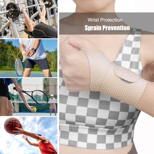 2 Pcs Ultra-Thin Wrist Brace Support for Carpal Tunnel, Pain Relief, Arthritis, Tendonitis, Elastic Wrist Wraps Right and Left Hands - Compression and Support for Fitness Enthusiasts (Skin Tone)