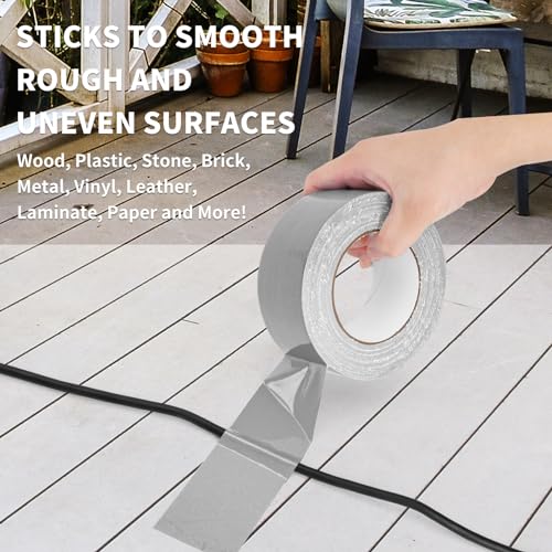 Grey Duct Tape Heavy Duty Waterproof, 40 Yards X 2 Inch, 9 Mils Thickness Strong Adhesive Sticky, No Residue, Easy Tear by Hand for Home Repairs Indoor Outdoor Crafts Packing HVAC and Construction