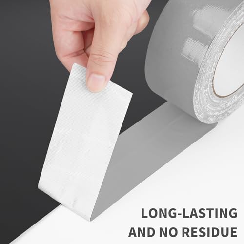 Grey Duct Tape Heavy Duty Waterproof, 40 Yards X 2 Inch, 9 Mils Thickness Strong Adhesive Sticky, No Residue, Easy Tear by Hand for Home Repairs Indoor Outdoor Crafts Packing HVAC and Construction