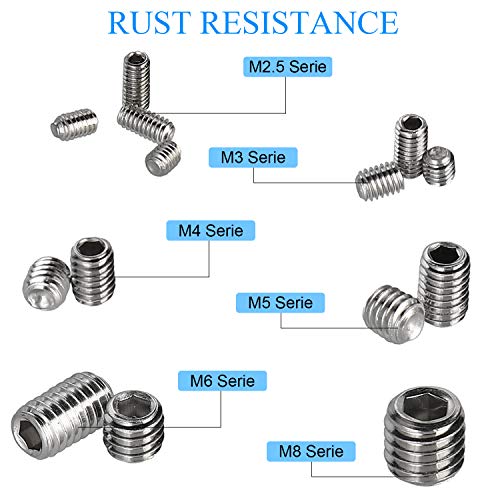HanTof 340pcs Metric Hex Socket Set Screw Assortment