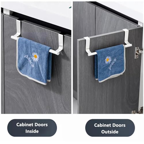2PCS Cabinet Door Towel Bar, 9 Inch Long Dishwashing Towel Rack, Stainless Steel Towel Holder, Over The Door Hand Towel Hanger for Kitchen Bathroom Cupboard (Black)