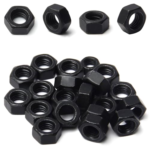 M8-1.25 Hex Nuts, Carbon Steel, Black Oxide, M8 x 1.25mm Hex Drive, Grade 8.8, Metric, Right Hand, 13mm/0.5" Width, 6.5mm/0.25" Height, Replacement Nut with Plastic Case for DIY Home Mechanism 23 Pack