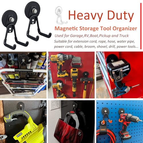 ULIBERMAGNET 4 Pack Heavy Duty Magnetic Garage Hooks