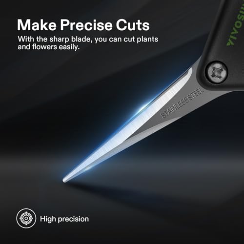 VIVOSUN Gardening Scissors 6.5 Inch Hand Pruner Pruning Shear with Straight Stainless Steel Blades, Black and Green
