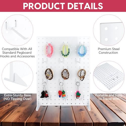 Metal Pegboard Display Stand with 15 Peg Hooks