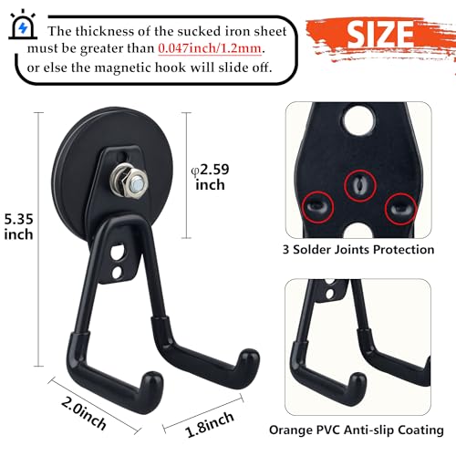 ULIBERMAGNET 4 Pack Heavy Duty Magnetic Garage Hooks