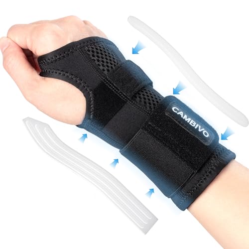 CAMBIVO Wrist Brace for Carpal Tunnel Night Support, Adjustable Wrist Splint for Pain Relief, Sprained Wrist, Arthritis, Tendonitis, RSI, Wrist Support Hand Brace for Men and Women