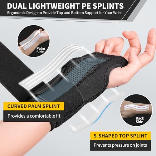 CAMBIVO Wrist Brace for Carpal Tunnel Night Support, Adjustable Wrist Splint for Pain Relief, Sprained Wrist, Arthritis, Tendonitis, RSI, Wrist Support Hand Brace for Men and Women