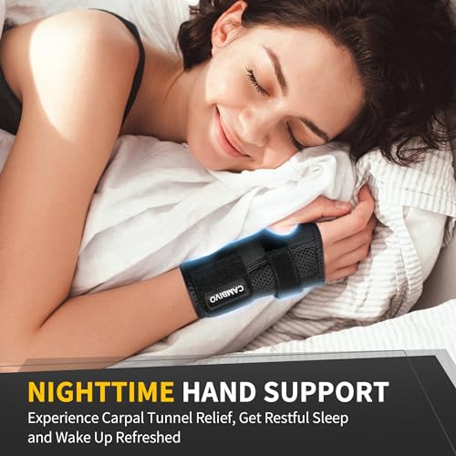 CAMBIVO Wrist Brace for Carpal Tunnel Night Support, Adjustable Wrist Splint for Pain Relief, Sprained Wrist, Arthritis, Tendonitis, RSI, Wrist Support Hand Brace for Men and Women