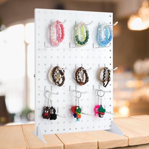 Metal Pegboard Display Stand with 15 Peg Hooks