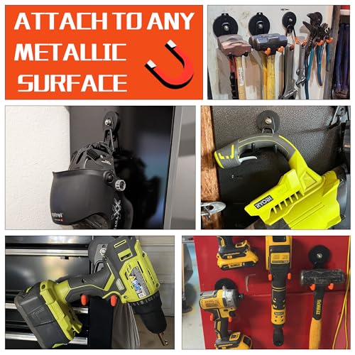 ULIBERMAGNET 4 Pack Heavy Duty Magnetic Garage Hooks