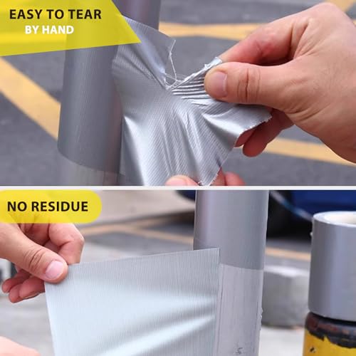 Amanbo 3-Pack Duct Tape Heavy Duty Waterproof Gray Duct Tape, 66 Yards x 1.88 Inch Strong Adhesive Duct Tape No Residue Bulk for Home Use, DIY, Projects, Outdoor Repairs Tear by Hand