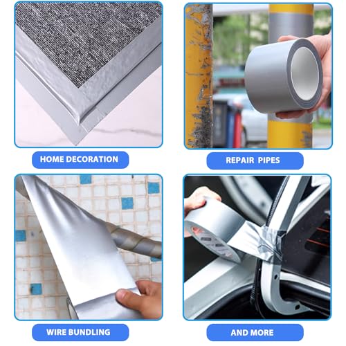 Amanbo 3-Pack Duct Tape Heavy Duty Waterproof Gray Duct Tape, 66 Yards x 1.88 Inch Strong Adhesive Duct Tape No Residue Bulk for Home Use, DIY, Projects, Outdoor Repairs Tear by Hand