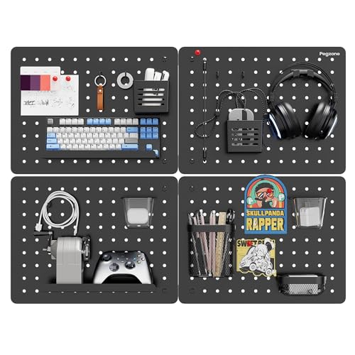 Metal Pegboard Organizer Kit with Accessories - Black
