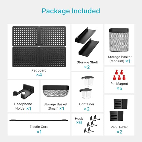 PEGZONE Metal Pegboard Wall Organizer Kit