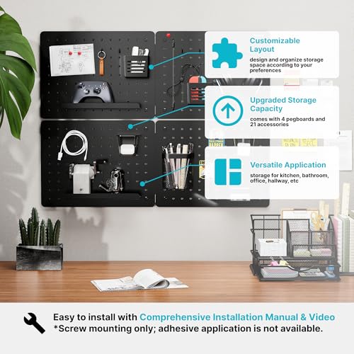 PEGZONE Metal Pegboard Wall Organizer Kit