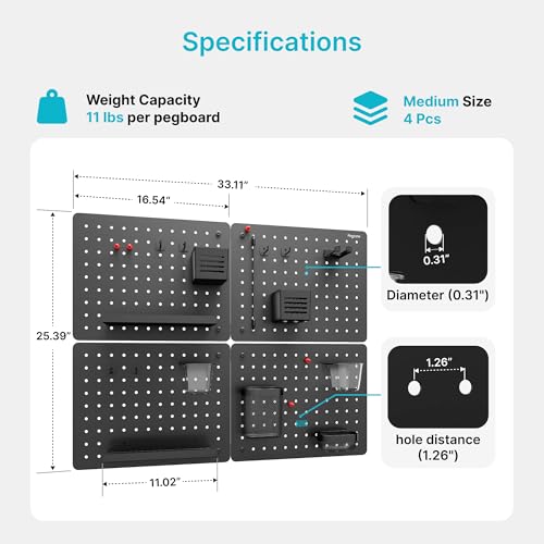 PEGZONE Metal Pegboard Wall Organizer Kit