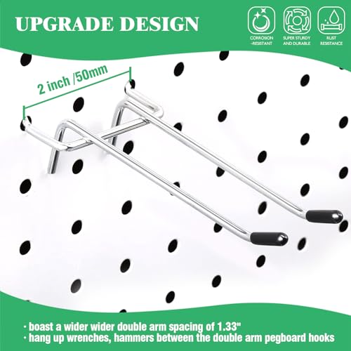 50Pcs 5" Double Arm Pegboard Hooks Set