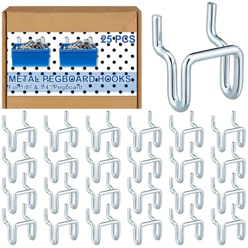 25 Heavy-Duty Metal Pegboard Hooks for Tools