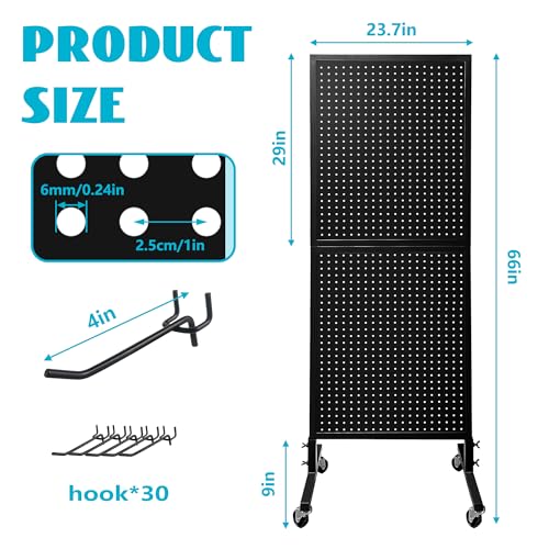 Royxen Metal Pegboard Display with 30 Hooks