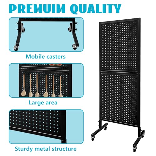 Royxen Metal Pegboard Display with 30 Hooks