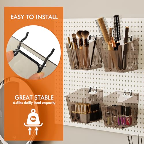 Clear Pegboard Cups with Hooks - 6 Pack