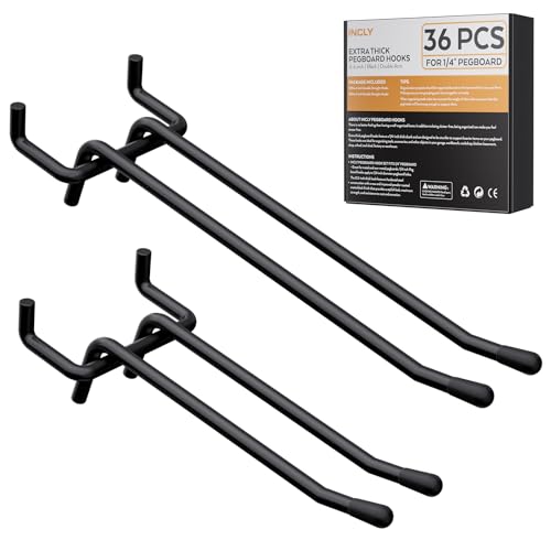 36 Pack Heavy Duty Black Pegboard Hooks
