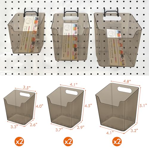 Clear Pegboard Cups with Hooks - 6 Pack