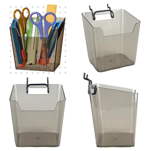 Clear Pegboard Cups with Hooks - 6 Pack