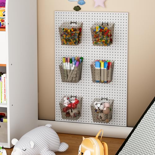Clear Pegboard Cups with Hooks - 6 Pack
