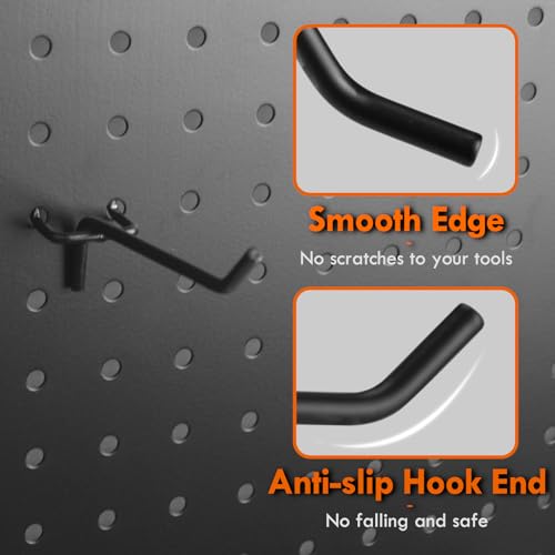 30 Pack Black Metal Pegboard Hooks 4”