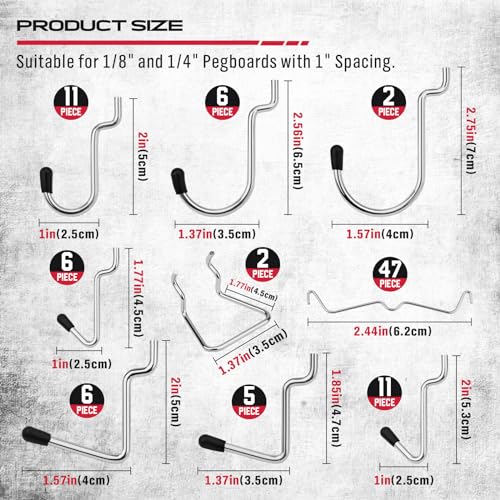 121 Pcs Durable Pegboard Hooks Assortment Tools