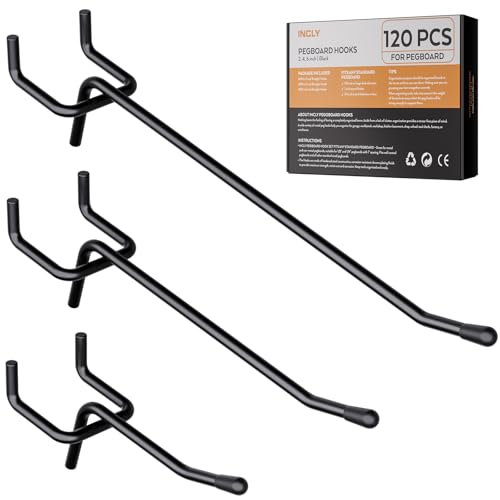 “INCLY 120 Pack Black Pegboard Hooks Set”