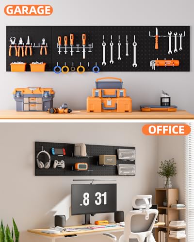 4-Pack Black Metal Pegboard Panels for Tool Organization