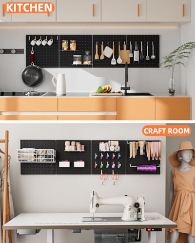 4-Pack Black Metal Pegboard Panels for Tool Organization