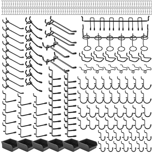 196 PCS Heavy Duty Black Pegboard Hooks Set