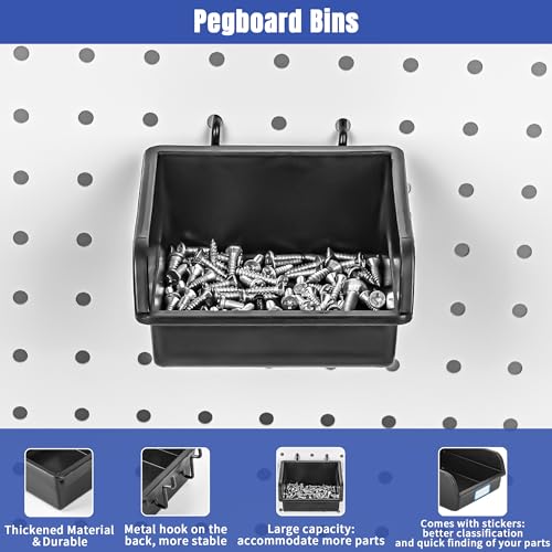 196 PCS Heavy Duty Black Pegboard Hooks Set